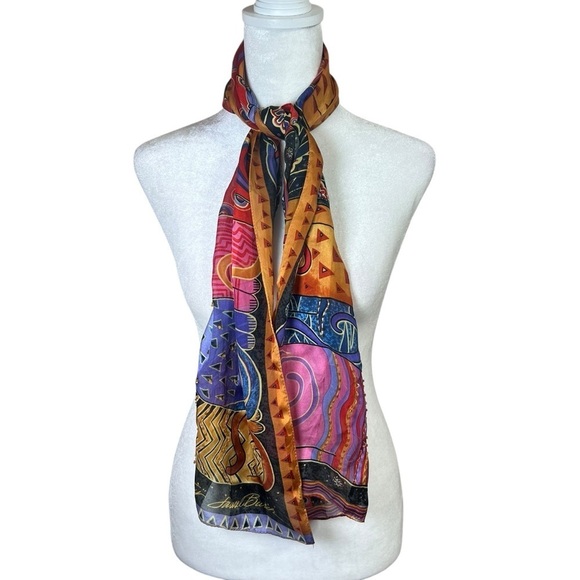 Vintage Laurel Burch Feline Family Portrait Cat Scarf 100% Silk Beaded Sequins - Picture 5 of 8